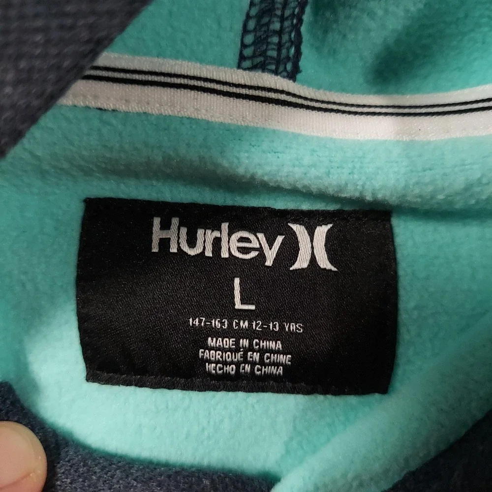 NEW Hurley‎ Hoodie Boys L Blue Armory Navy Heather Fleece Pullover Sweatshirt